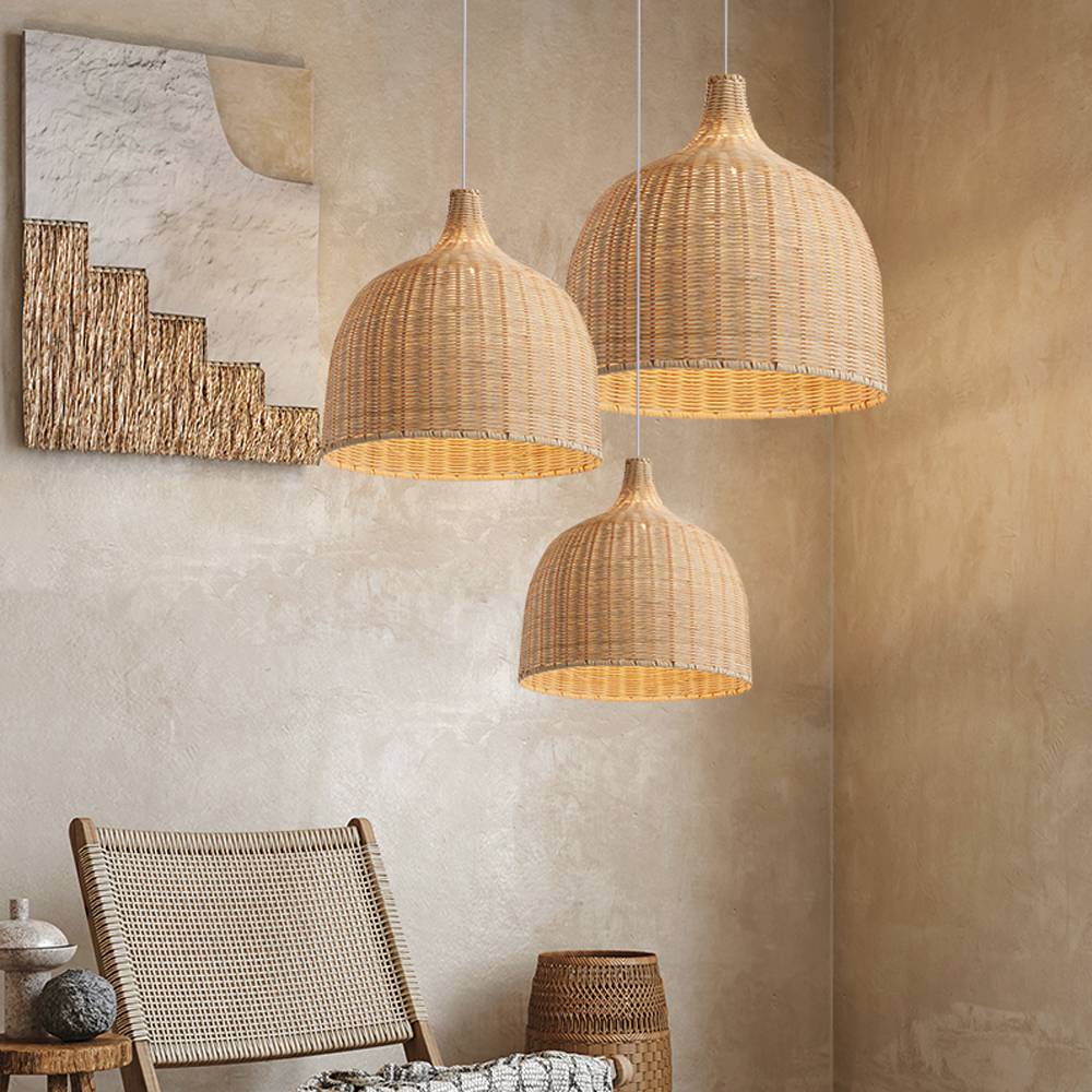 Bohemian Pendant Lampshade Rattan Woven Pendant Light