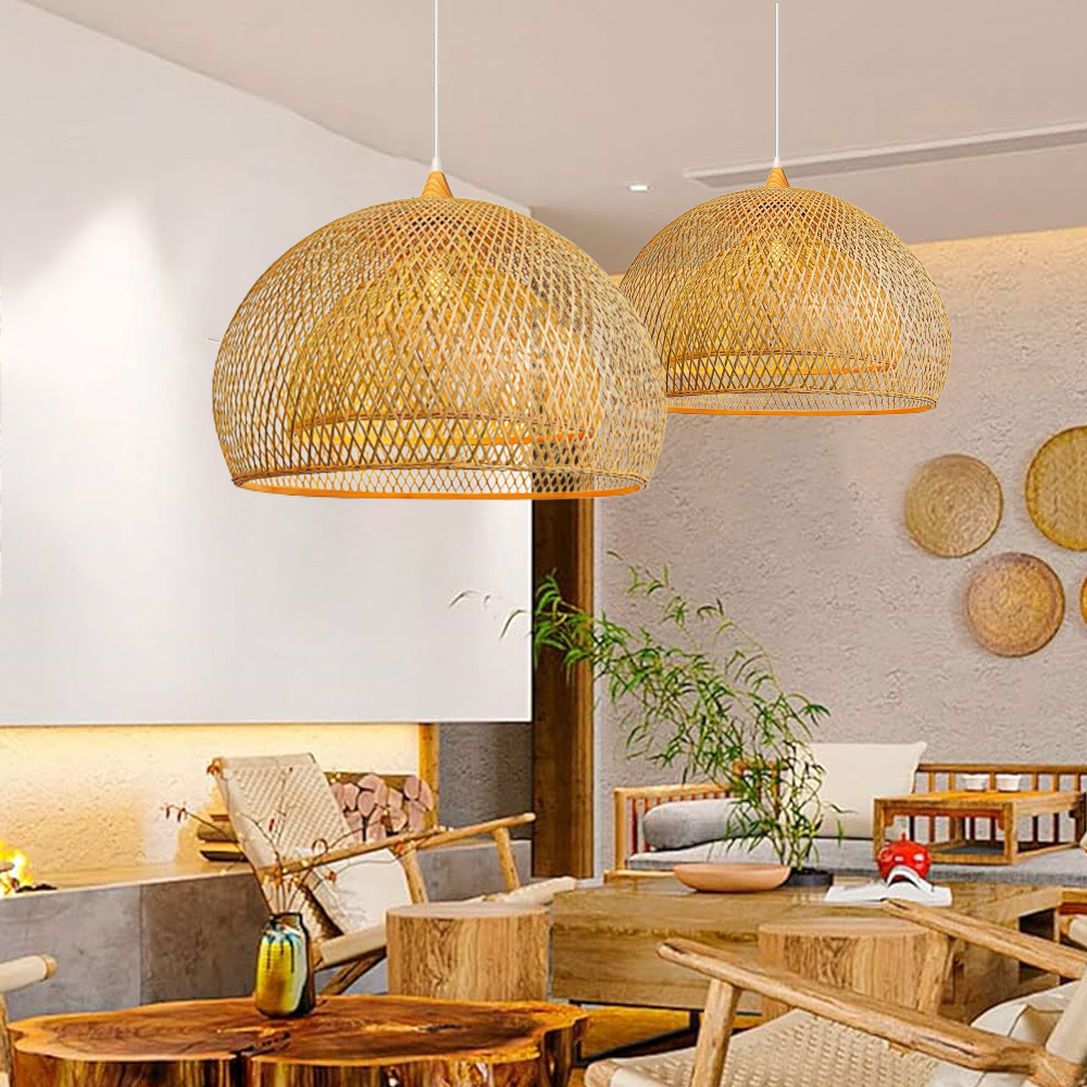Creative Simple Modern Pastoral Living Room Pendant Lamp Bamboo Weaving