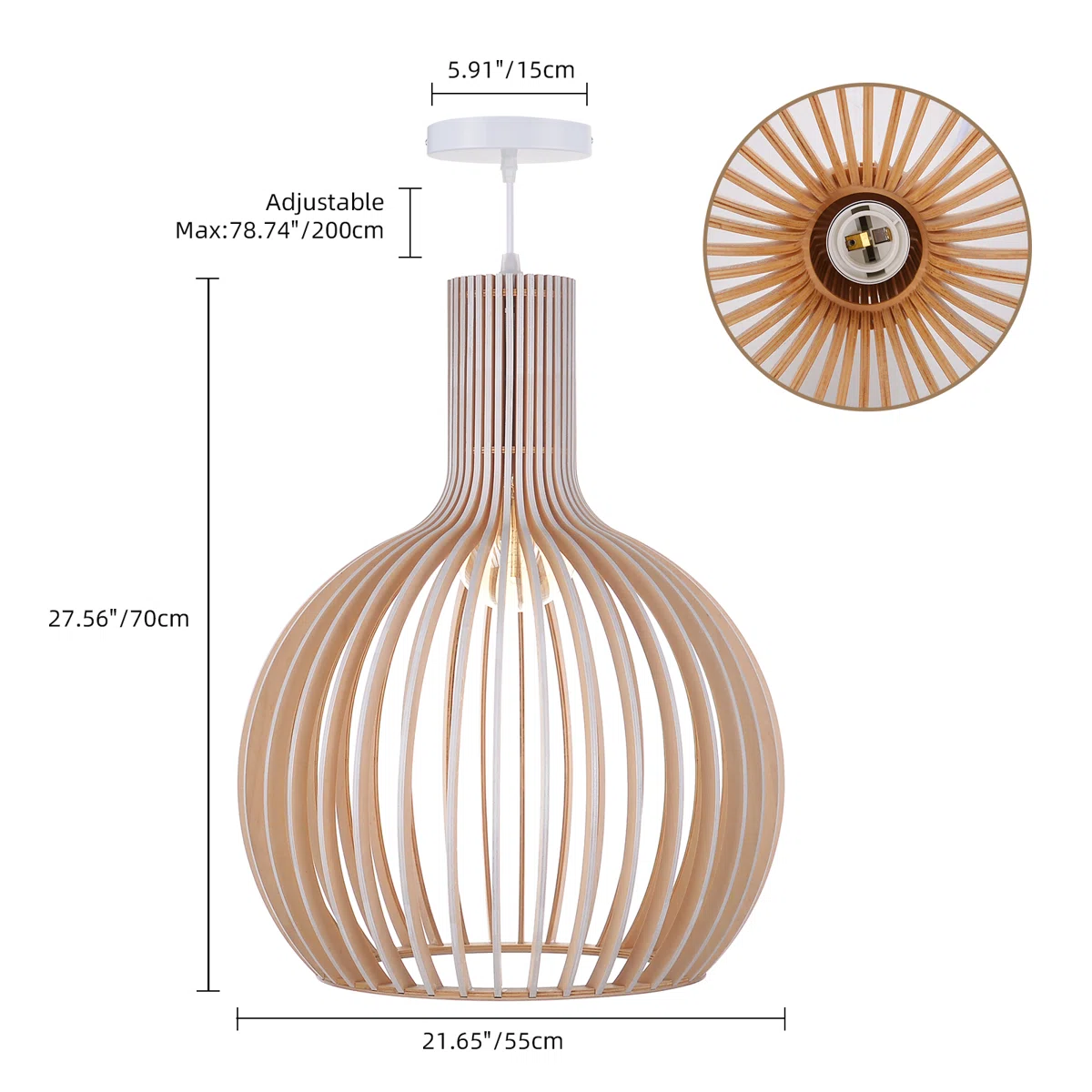 Living Room Wood Birdcage Pendant Light Dining Room Kitchen Chandelier