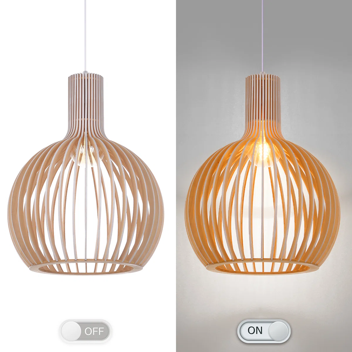 Living Room Wood Birdcage Pendant Light Dining Room Kitchen Chandelier