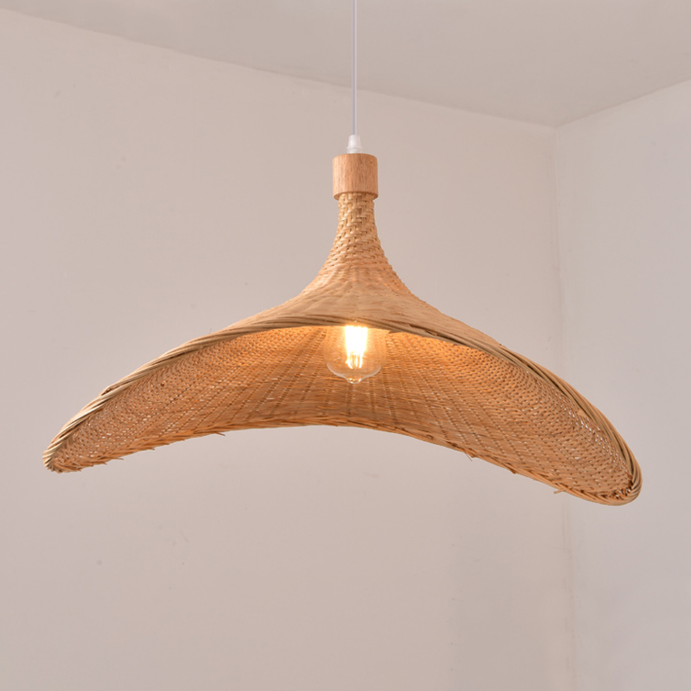 Handmade Bamboo Wicker Straw Hat Pendant Light Shade