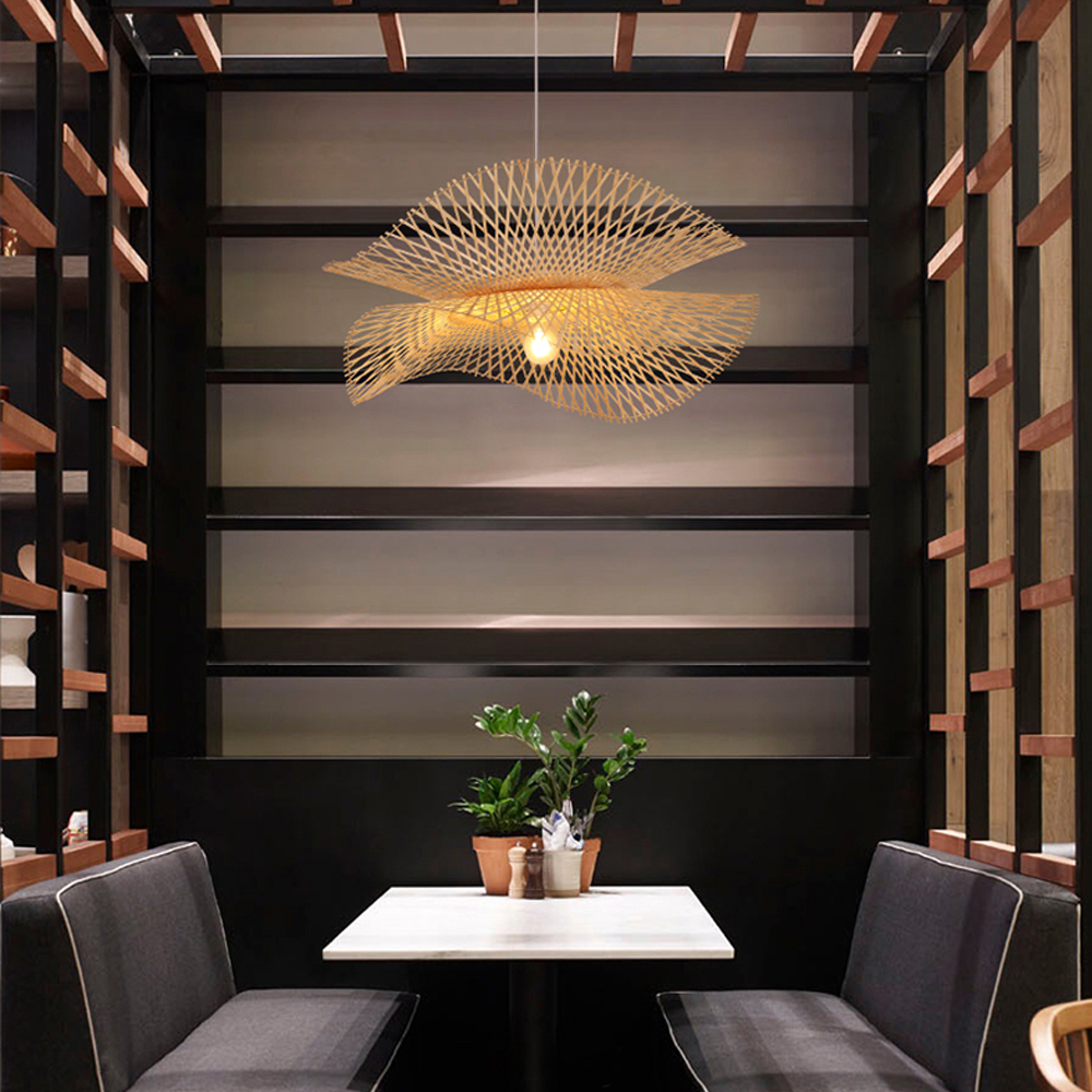 Lotus Leaf Bamboo Pendant Light  Restaurant Hotel Lampshade