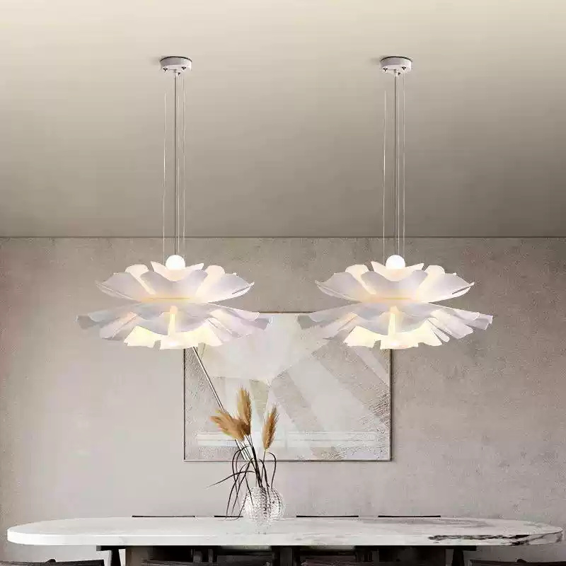 Nordic White Flower Chandelier Bedroom Pendant Light