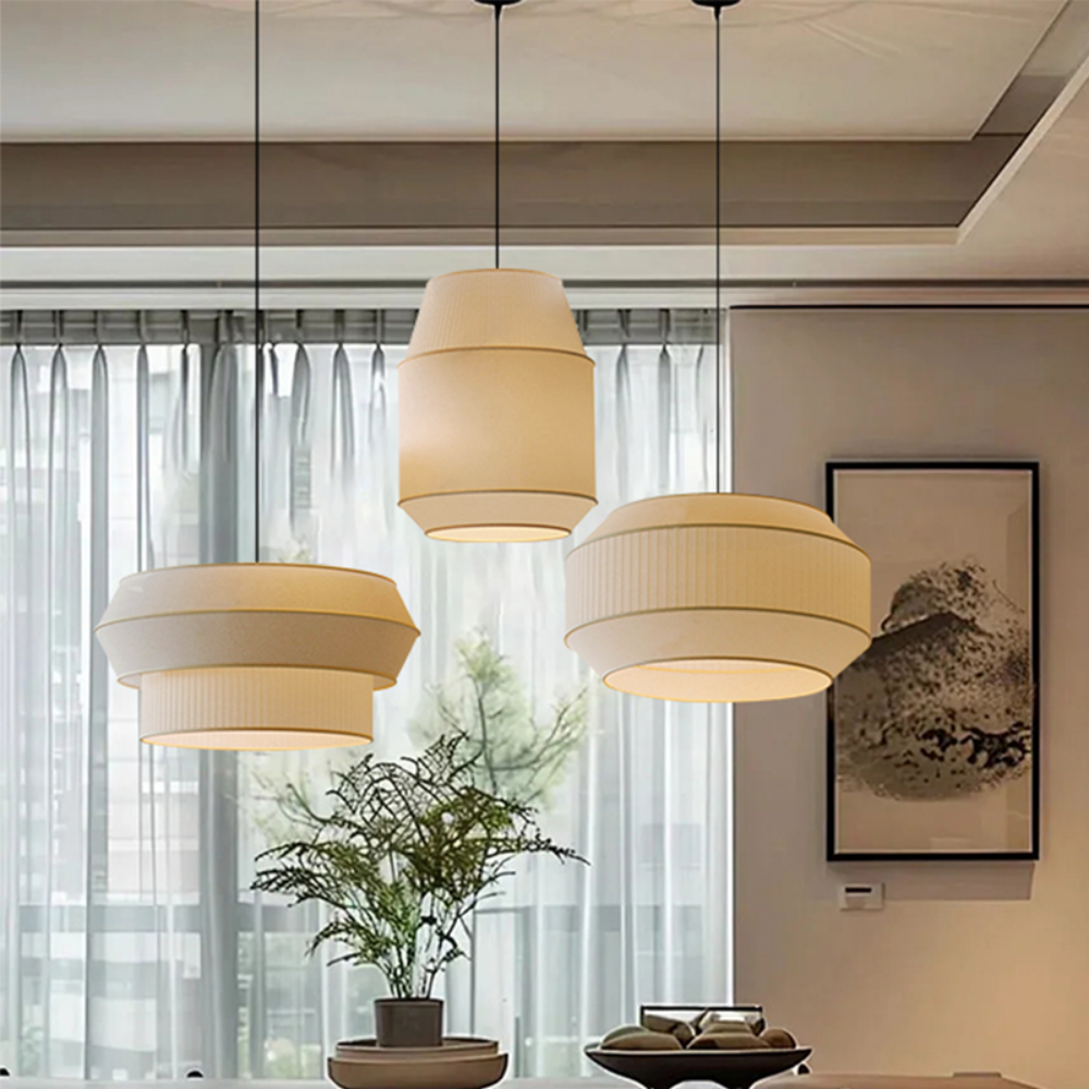 Wabi-sabi Fabric Chandelier Dining Room Combination Pendant Lights