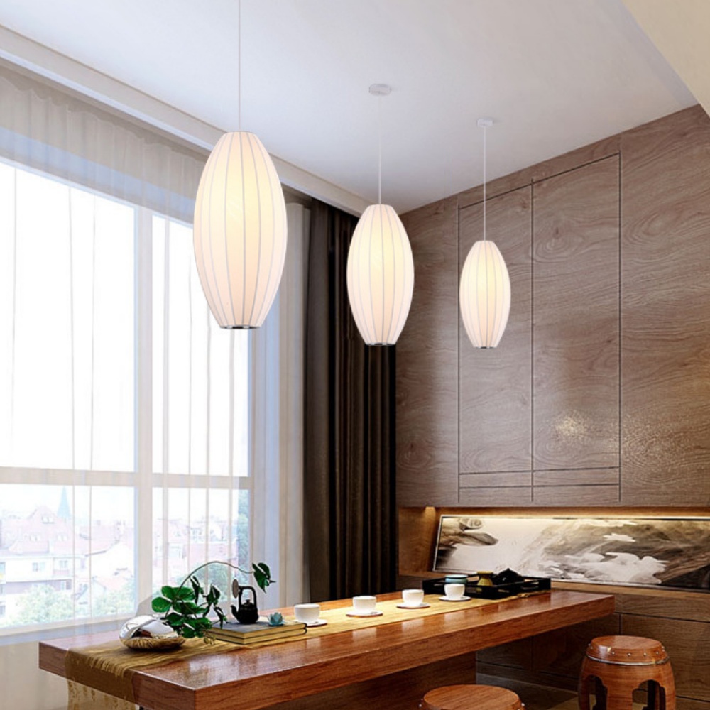 Japanese Style Fabric Pendant Light Restaurant Lamp Lantern Staircase Chandelier