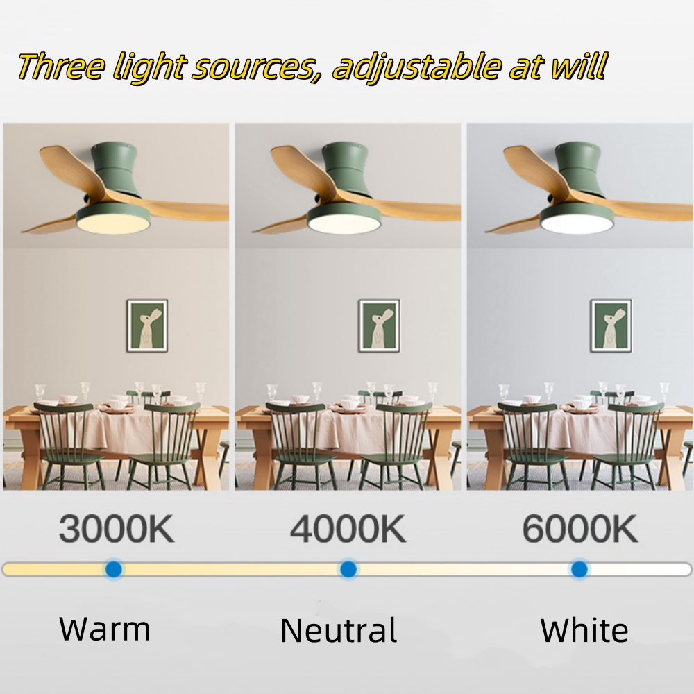 Modern 3-Blade Ceiling Fan Polish Finish Fan with Light for Home