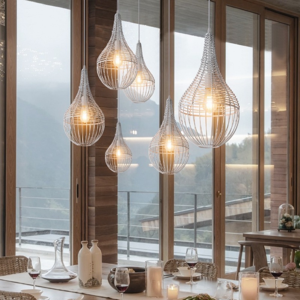 Wabi-sabi Style Restaurant Pendant Light Water Drop Shape Lamp