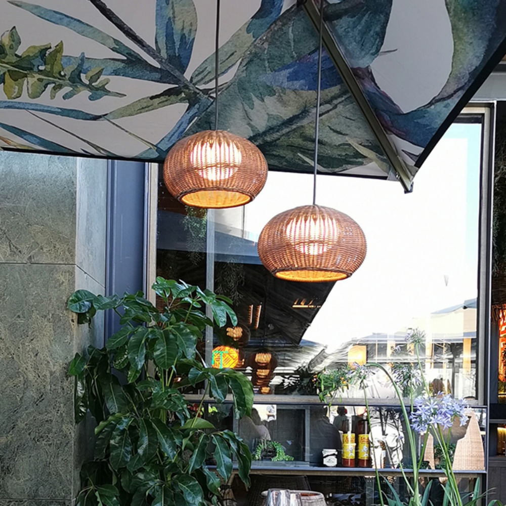 Outdoor Waterproof Restaurant Hand-woven Rattan Chandelier