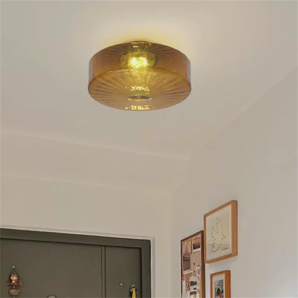 Amber Ceiling Light with Glass Shade for Bedroom