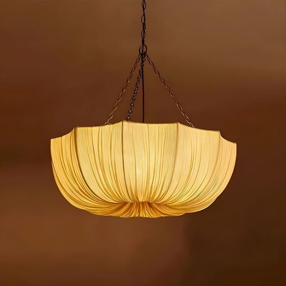 French Retro Fabric Pendant Light For Living Room And Bedroom