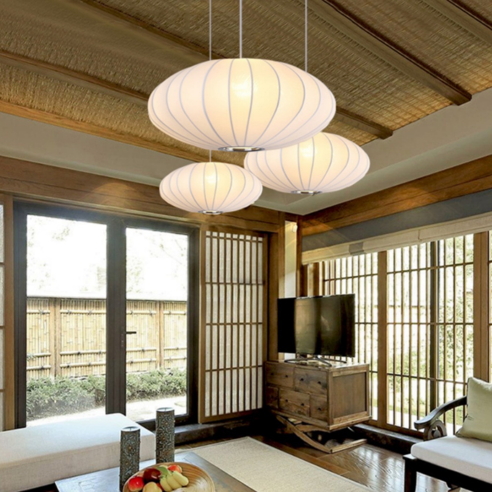 Japanese Style Fabric Pendant Light Restaurant Lamp Lantern Staircase Chandelier