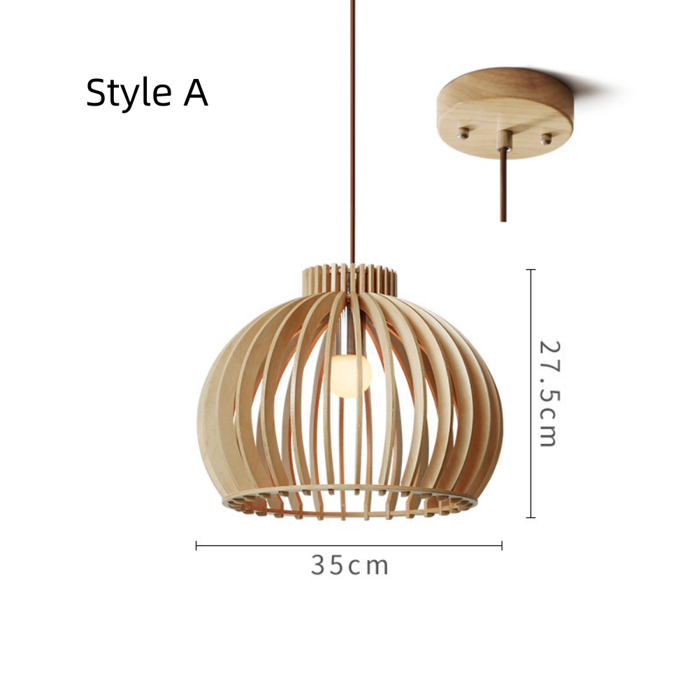 Japanese Rural Style Wood Color Pumpkin Pendant Lights