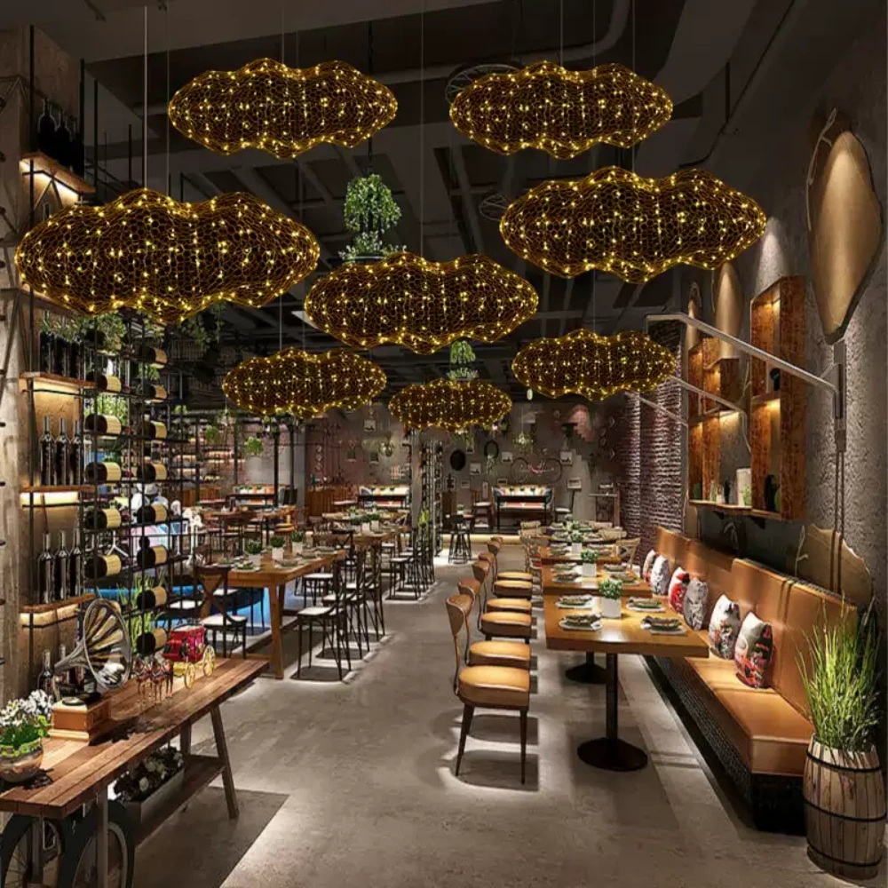 Creative Cloud Chandelier Iron Wire Lampshade