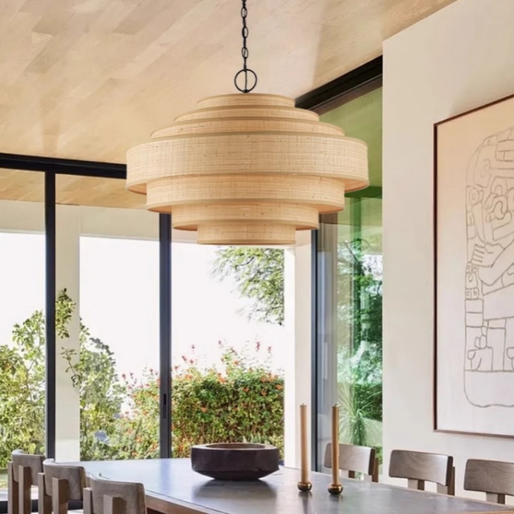 Wabi-sabi Retro Living Room Large Decorative Pendant Light