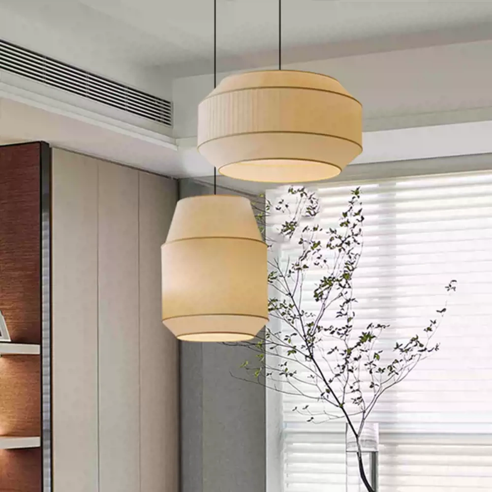 Wabi-sabi Fabric Chandelier Dining Room Combination Pendant Lights