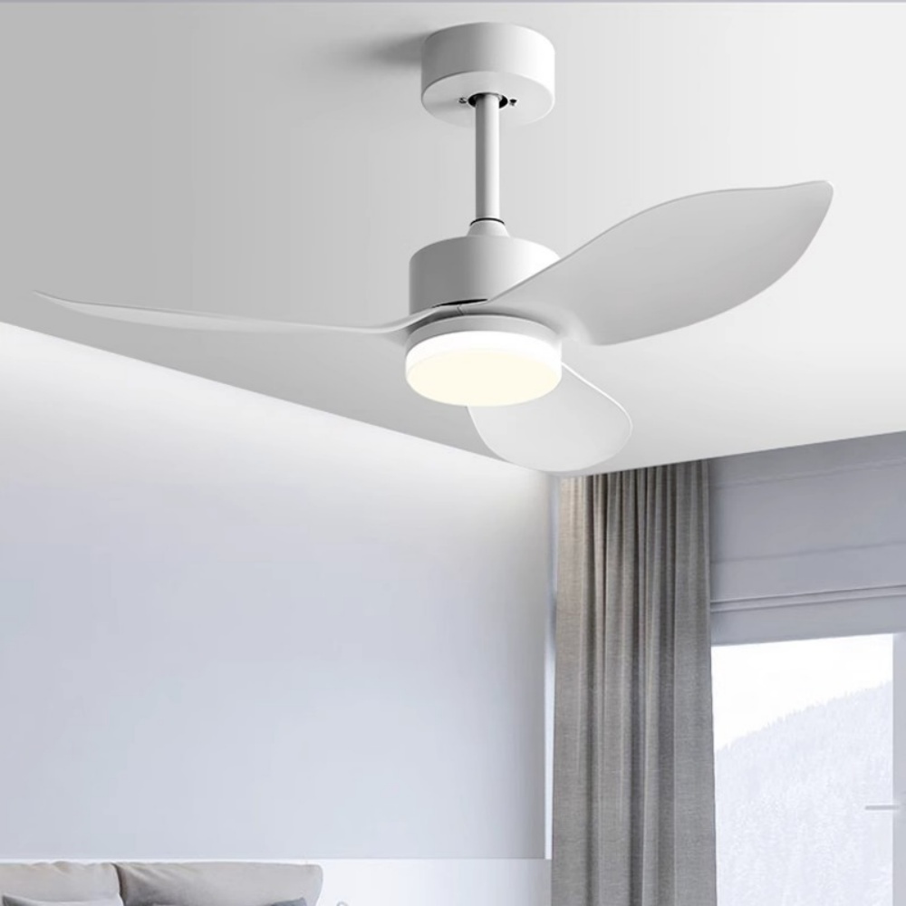 Nordic Walnut Bedroom Living Room Frequency Conversion Ceiling Fan 48''