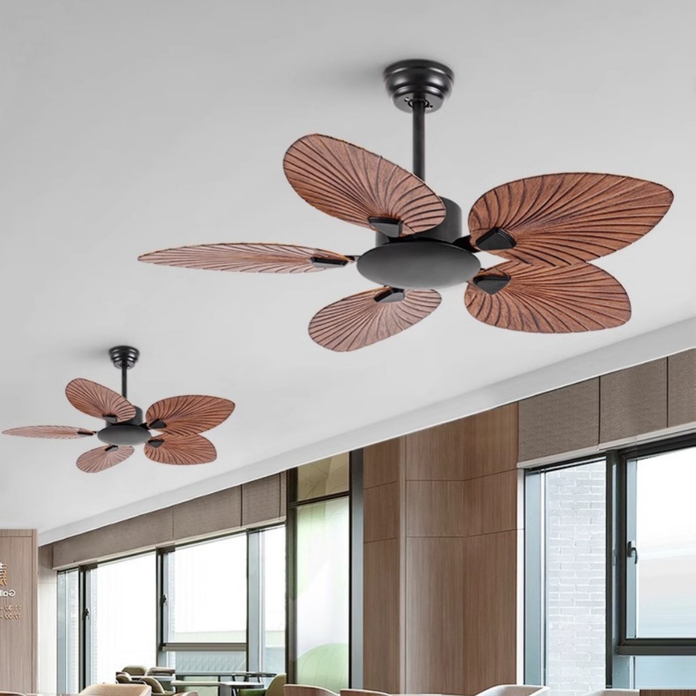 52‘’Retro Leaf High Wind Restaurant Living Room Silent Ceiling Fan