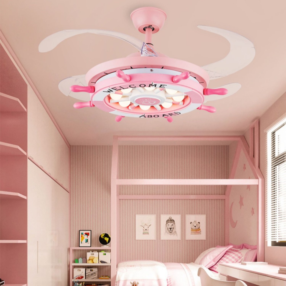 Invisible Fan Light Children's Room Ceiling Fan Light Cartoon Rudder Chandelier