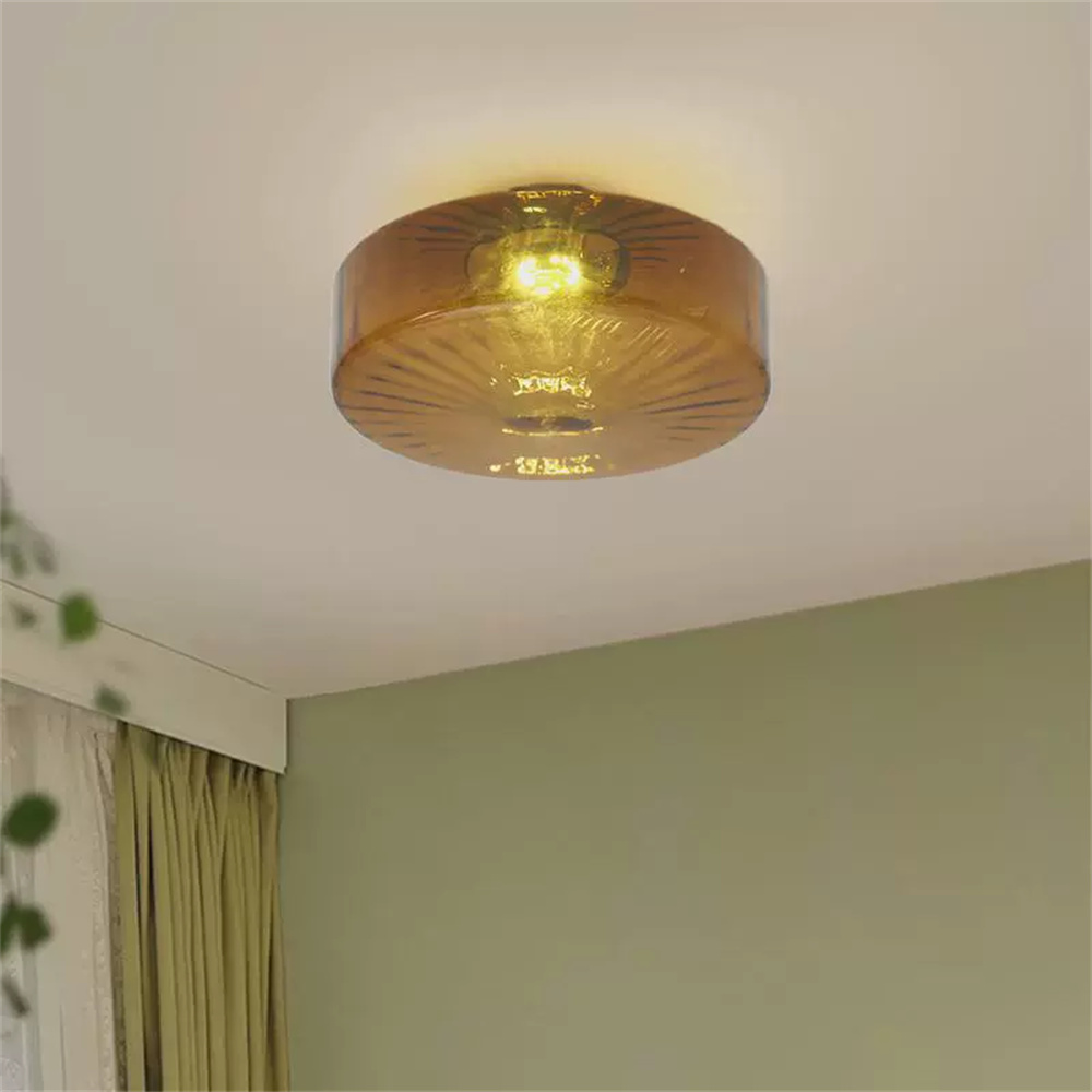 Amber Ceiling Light with Glass Shade for Bedroom