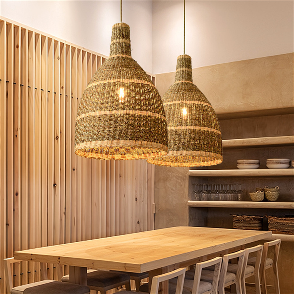 Bell Rattan Woven Pendant Light Kitchen Island