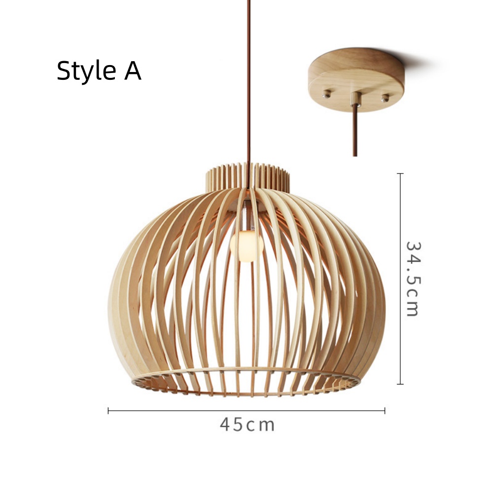 Japanese Rural Style Wood Color Pumpkin Pendant Lights
