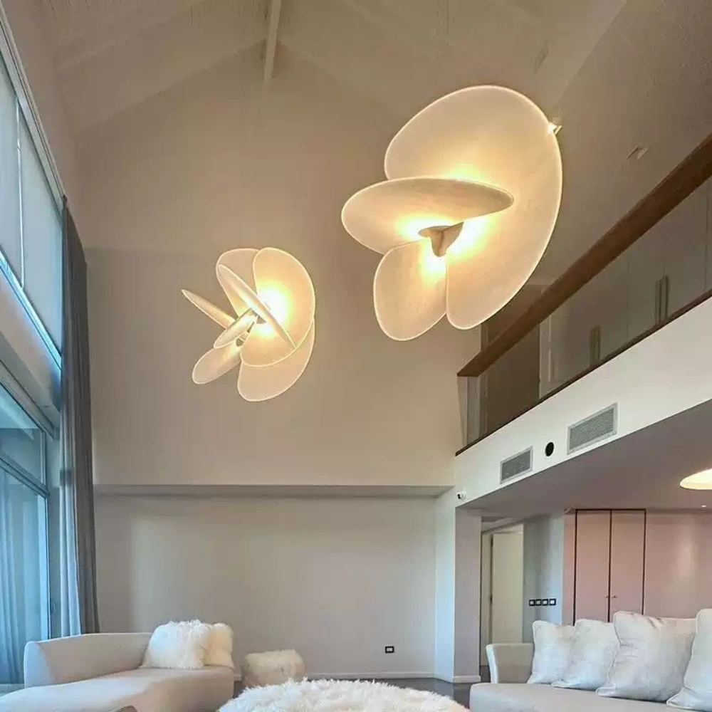 Modern Living Room Loft Chandelier Staircase Silk Pendant Light