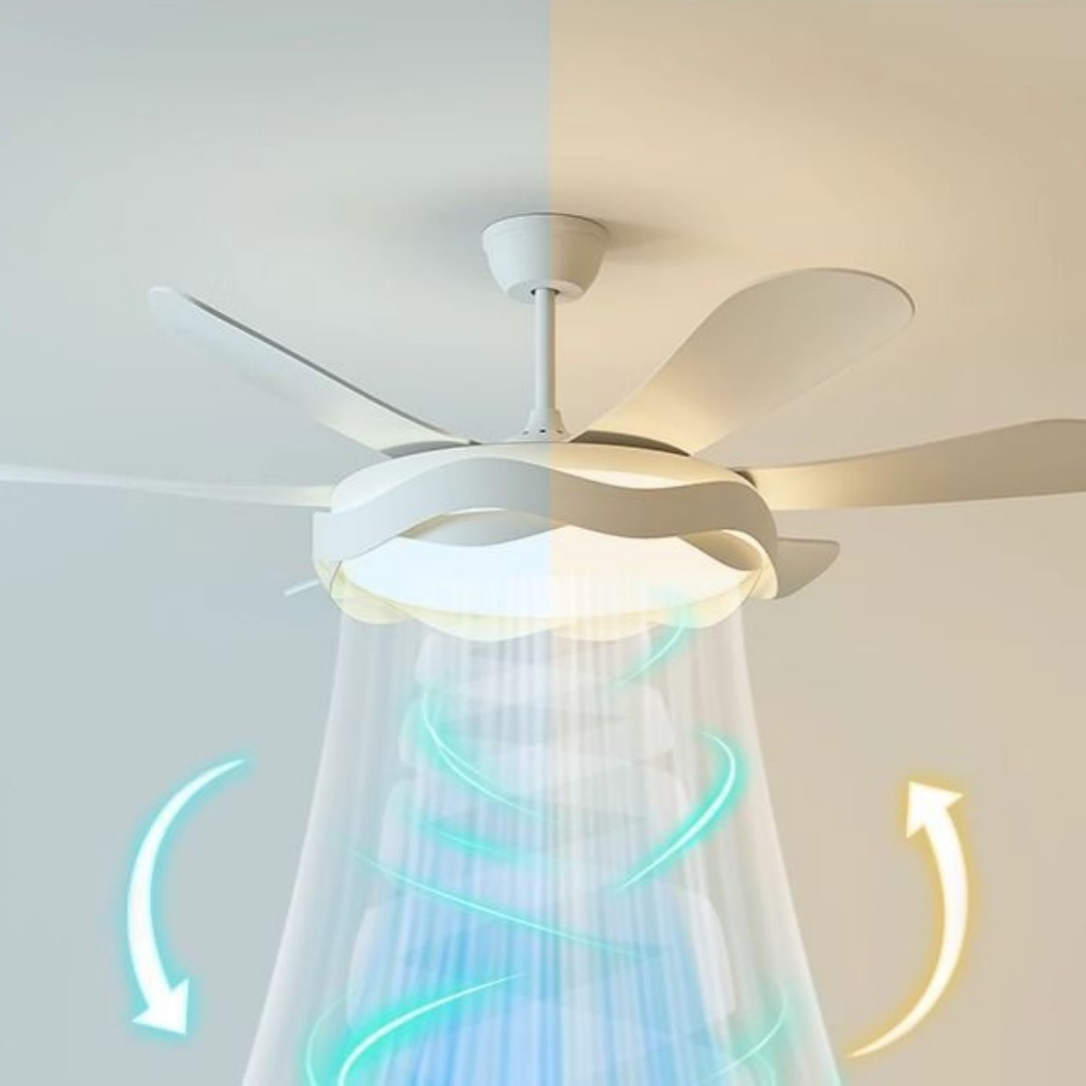 50'' Modern Dining Room Ceiling Fan Light With Strong Wind, Intelligent And Silent