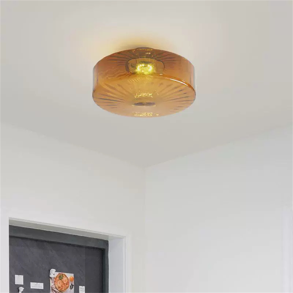 Amber Ceiling Light with Glass Shade for Bedroom