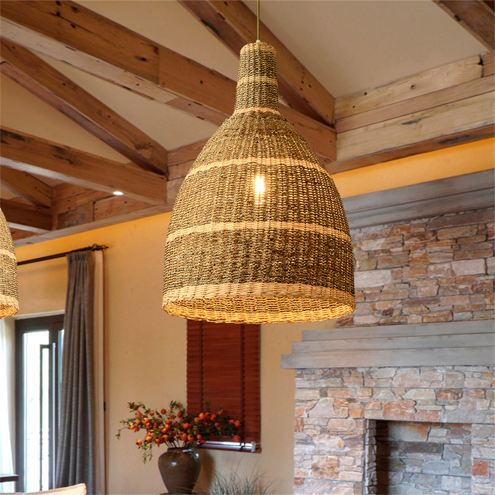 Bell Rattan Woven Pendant Light Kitchen Island