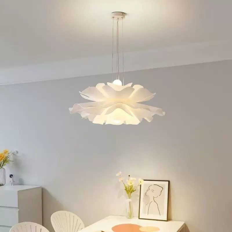 Nordic White Flower Chandelier Bedroom Pendant Light