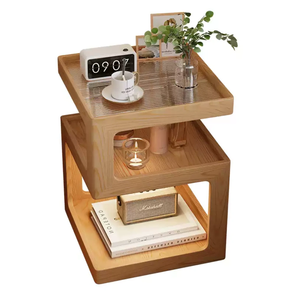 Solid Wood Bedside Table Small Bedroom Multi-layer Bedside Table