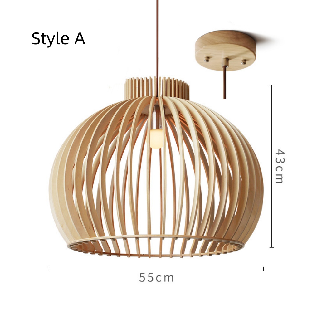 Japanese Rural Style Wood Color Pumpkin Pendant Lights