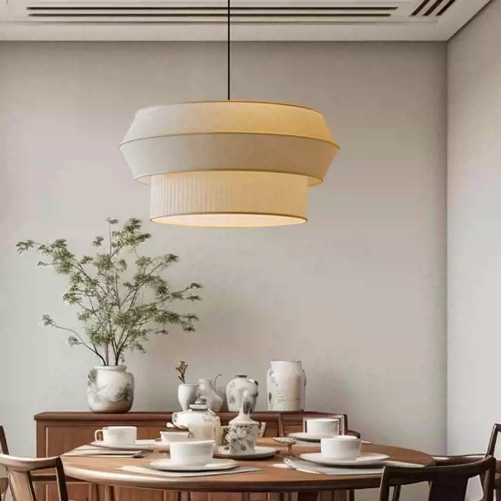 Wabi-sabi Fabric Chandelier Dining Room Combination Pendant Lights