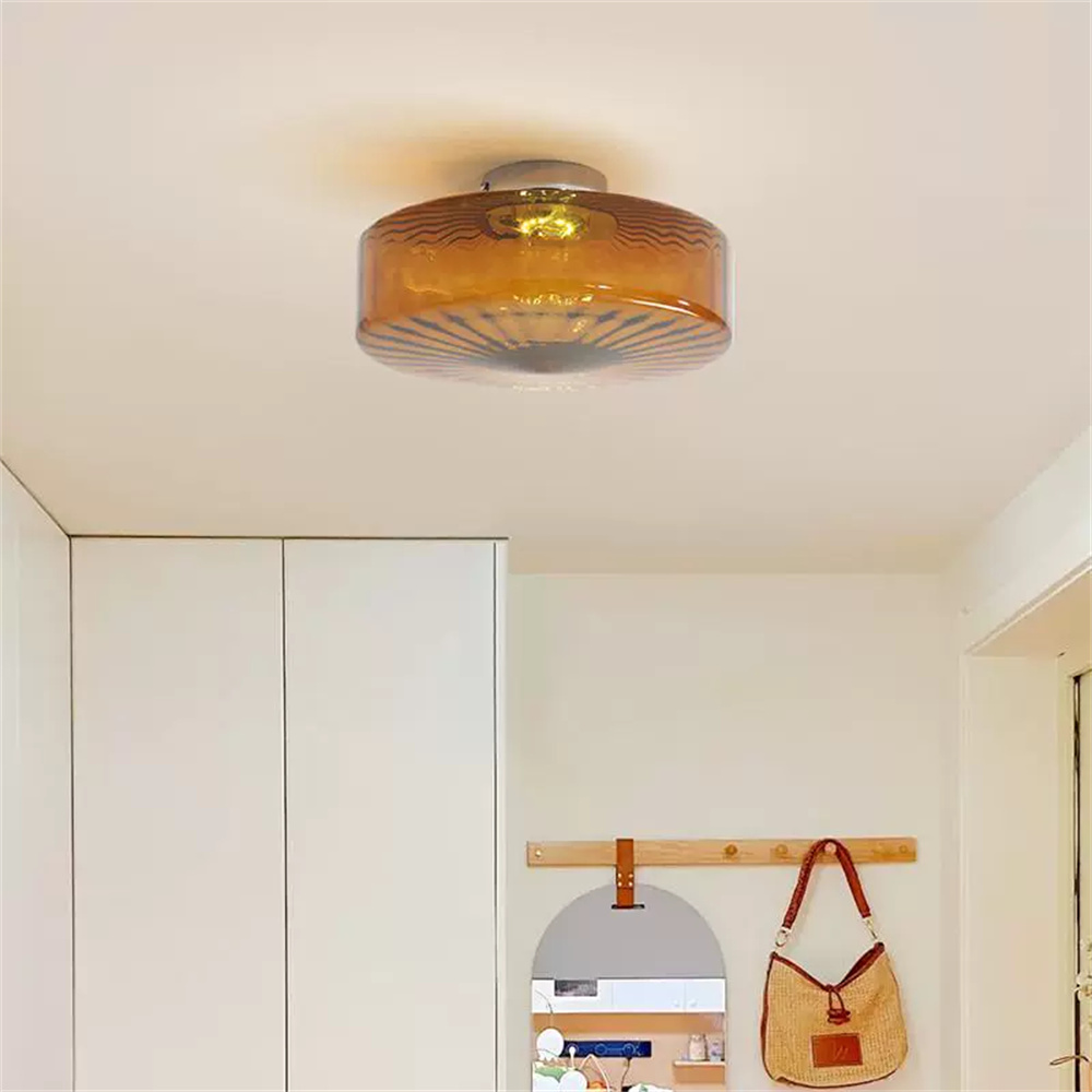 Amber Ceiling Light with Glass Shade for Bedroom