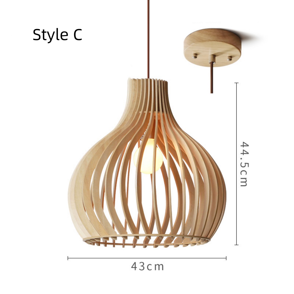 Japanese Rural Style Wood Color Pumpkin Pendant Lights