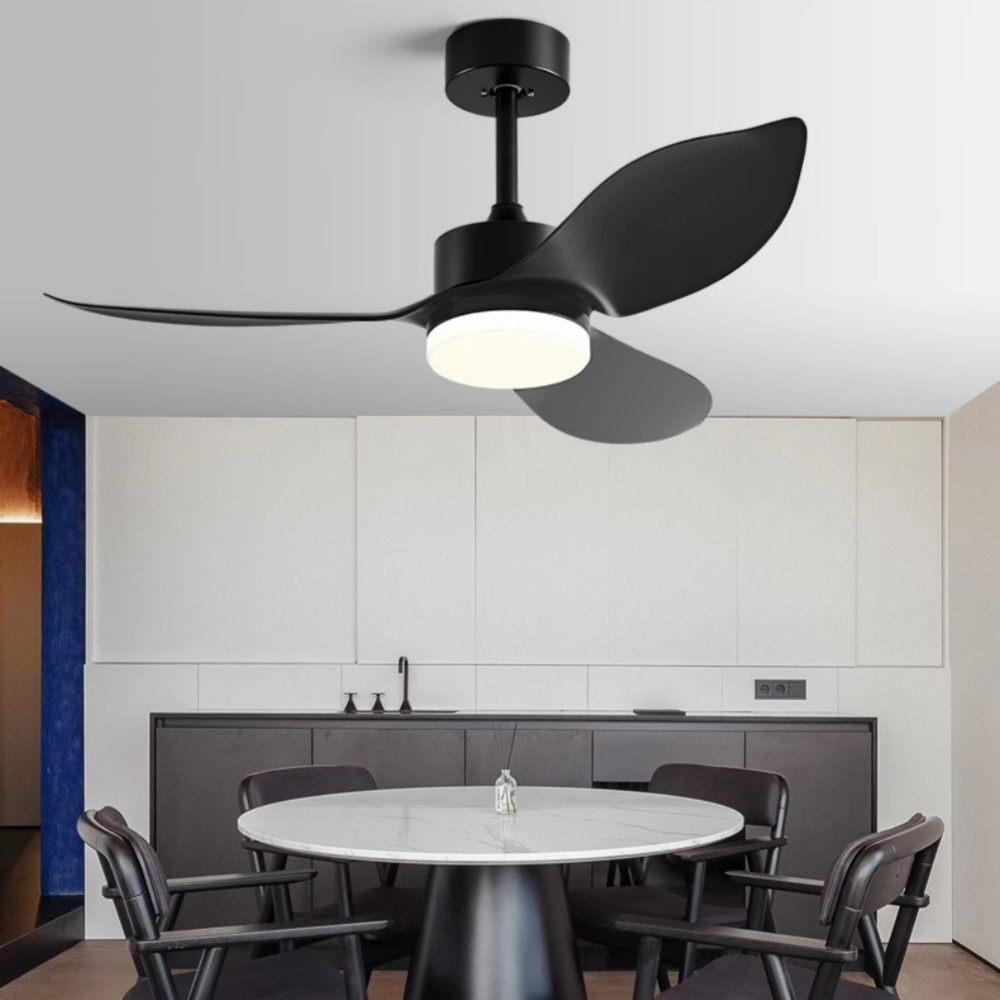 Nordic Walnut Bedroom Living Room Frequency Conversion Ceiling Fan 48''