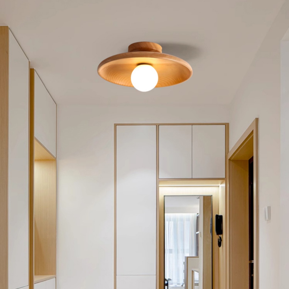 Modern Simple Cloakroom Corridor Ntrance Balcony Solid Wood Ceiling Lamp
