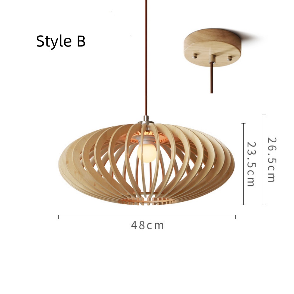 Japanese Rural Style Wood Color Pumpkin Pendant Lights