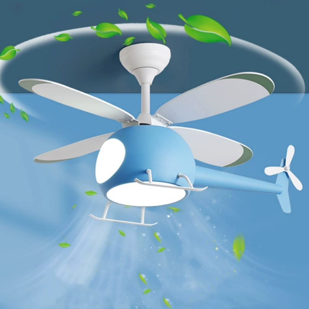 Children's Bedroom Cartoon Helicopter Smart Ceiling Fan Lamp