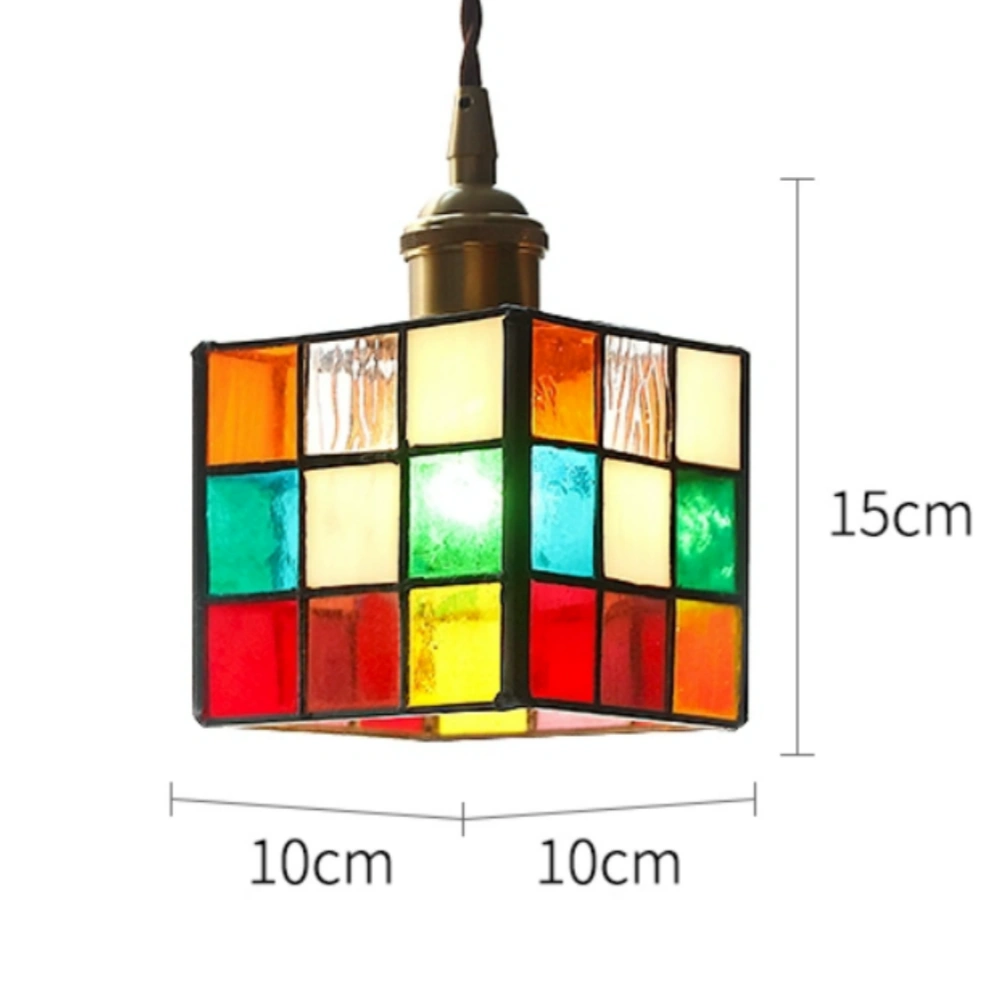 Japanese Retro Colored Magic Cube Handmade Glass Small Pendant Light