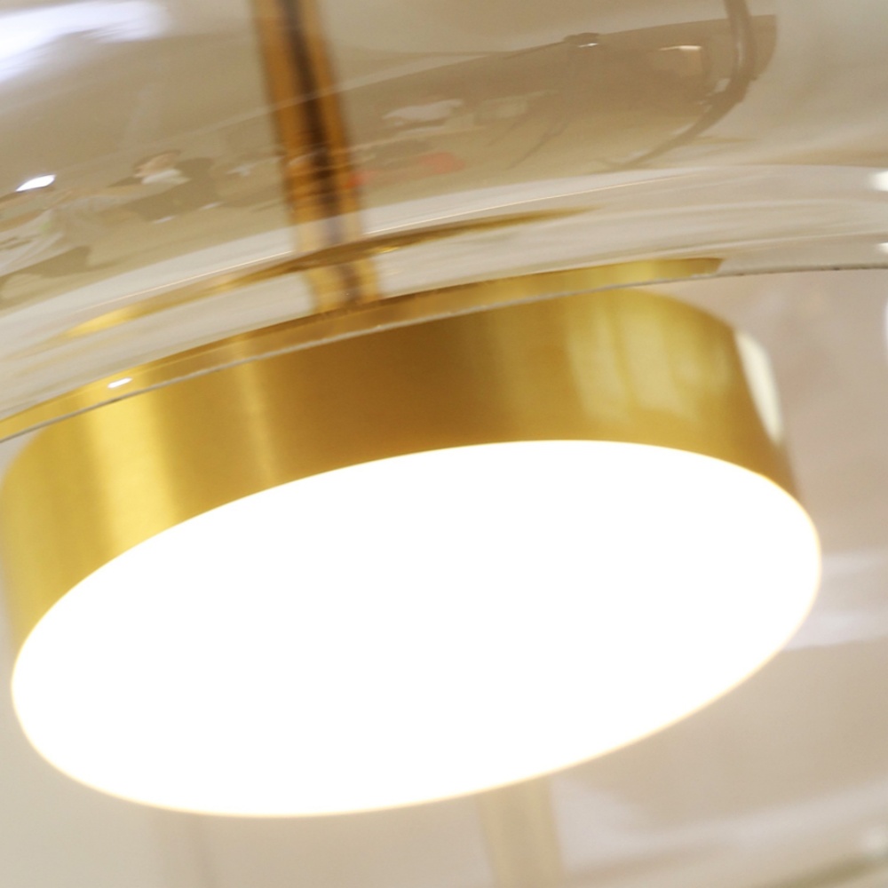 Modern Simple Dining Room Amber Glass Single Head Pendant Light