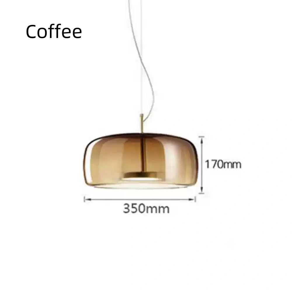 Modern Simple Dining Room Amber Glass Single Head Pendant Light