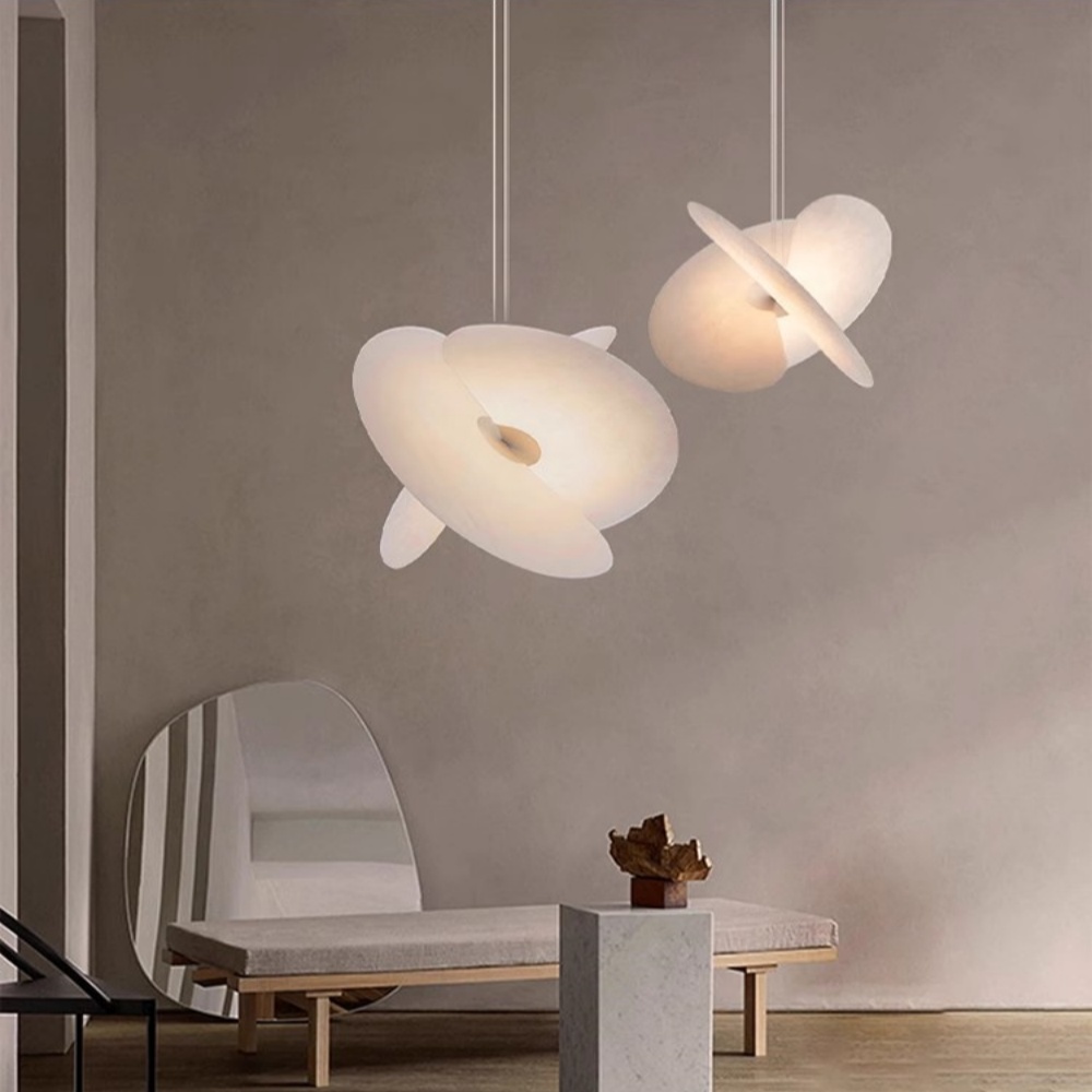 Modern Living Room Loft Chandelier Staircase Silk Pendant Light