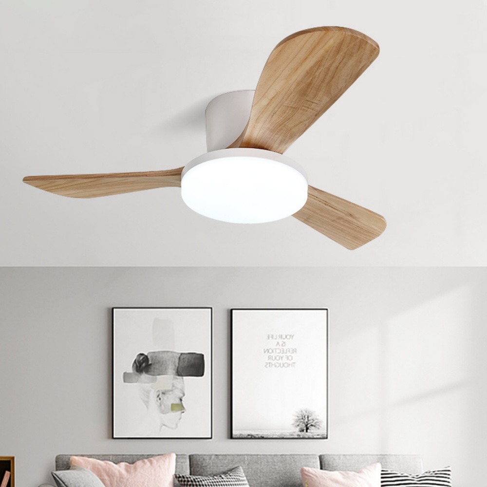 Nordic Solid Wood Large Lamp Panel Ceiling Fan Light