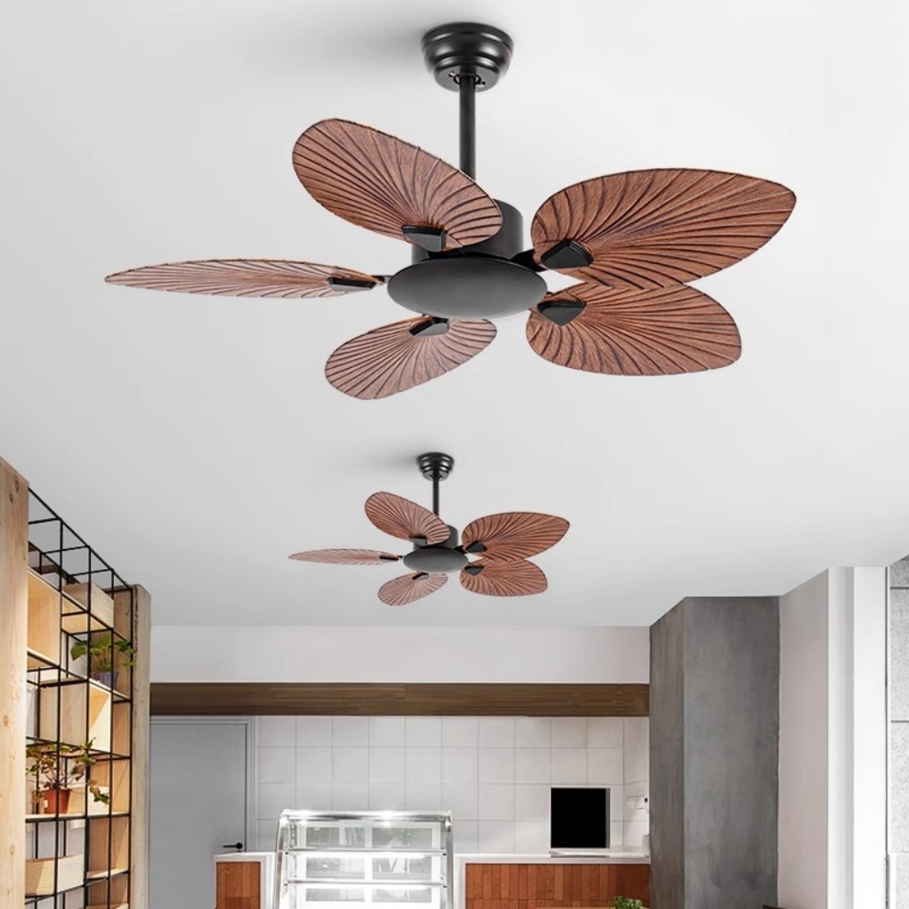 52‘’Retro Leaf High Wind Restaurant Living Room Silent Ceiling Fan