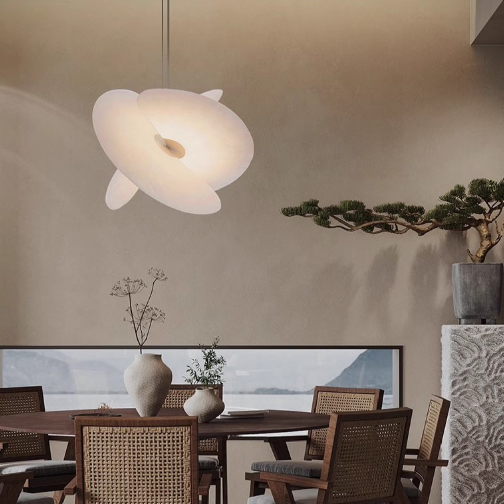 Modern Living Room Loft Chandelier Staircase Silk Pendant Light