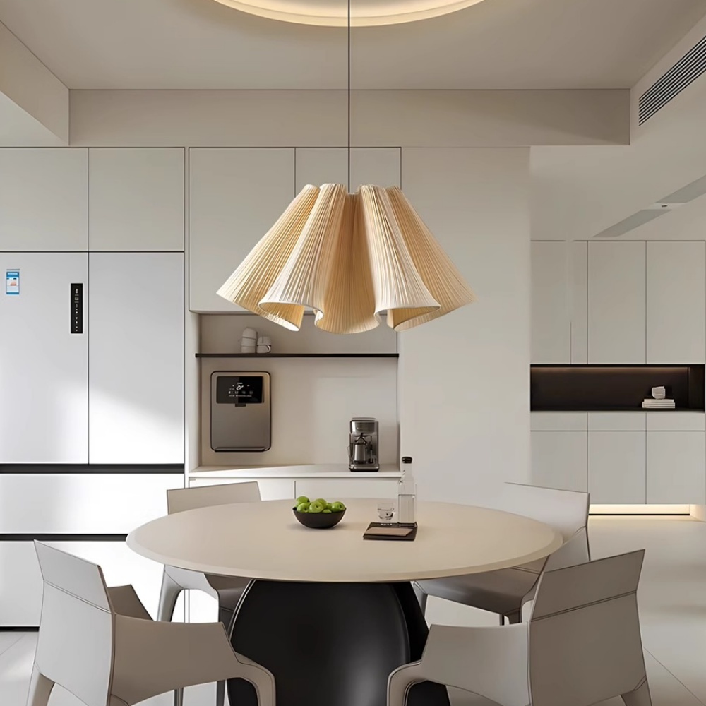 Nordic Simple Fabric Pendant Light Dining Room Pleated Chandelier