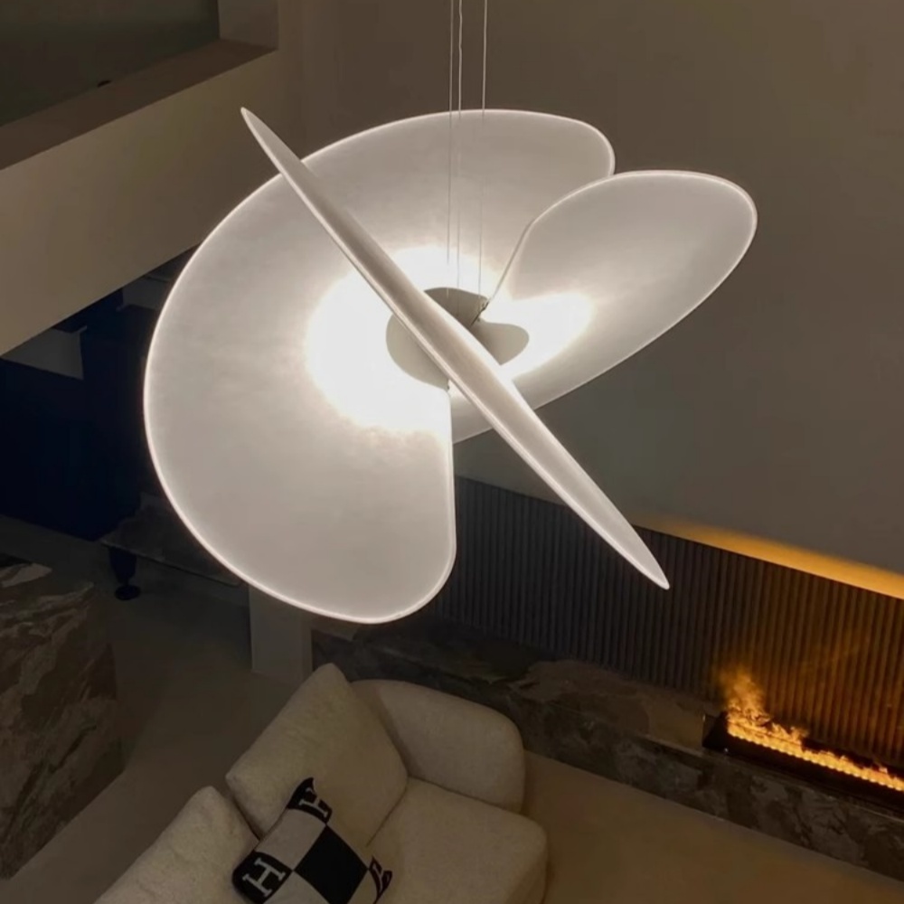 Modern Living Room Loft Chandelier Staircase Silk Pendant Light