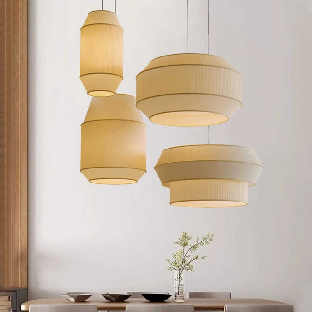 Wabi-sabi Fabric Chandelier Dining Room Combination Pendant Lights