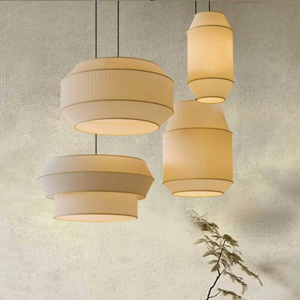 Wabi-sabi Fabric Chandelier Dining Room Combination Pendant Lights